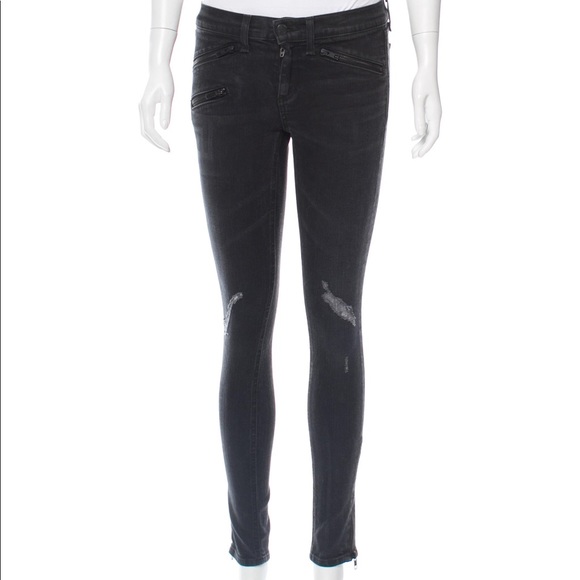 Rag & Bone Moto 3 zipper black jeans w zipper leg - Picture 7 of 8